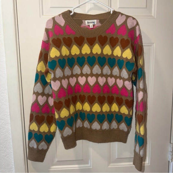 &merci Womens Multi-color Heart Knit Sweater Size Small Small - Picture 2 of 5